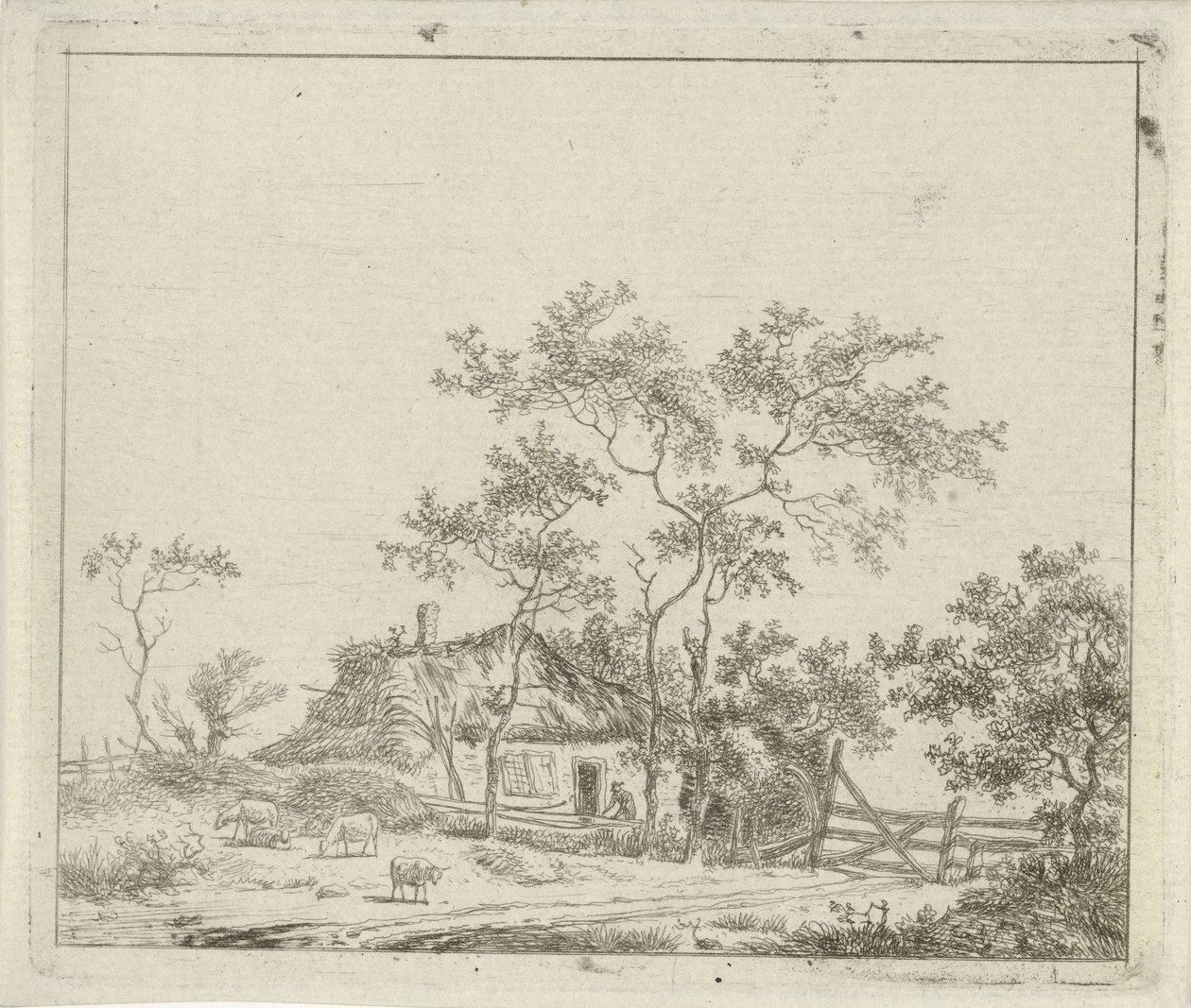 Dört koyun ile çiftlik by Hermanus Fock