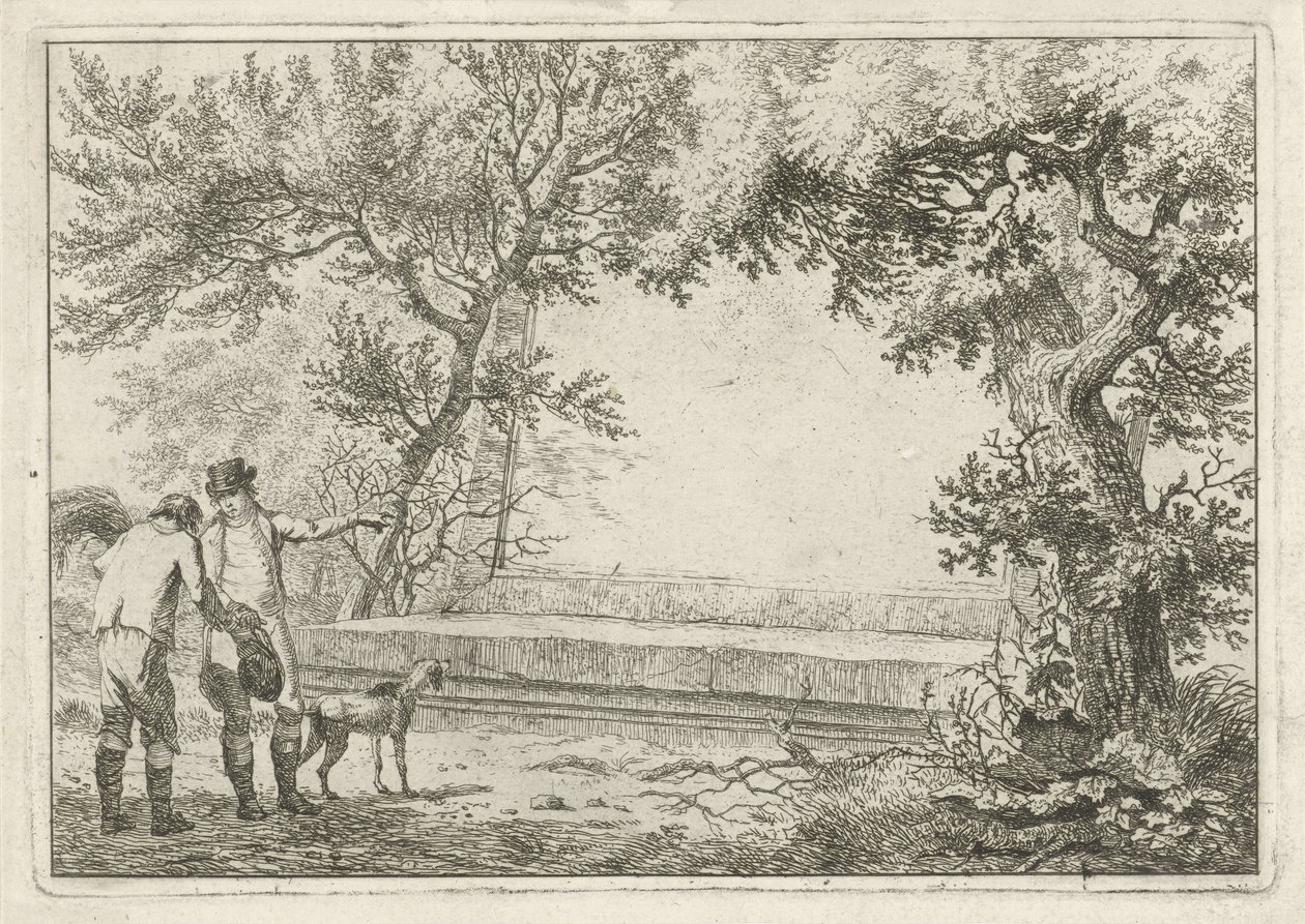 Taş kartuşta iki adam by Hermanus Fock