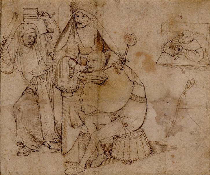 Komik bir berber sahnesi by Hieronymus Bosch