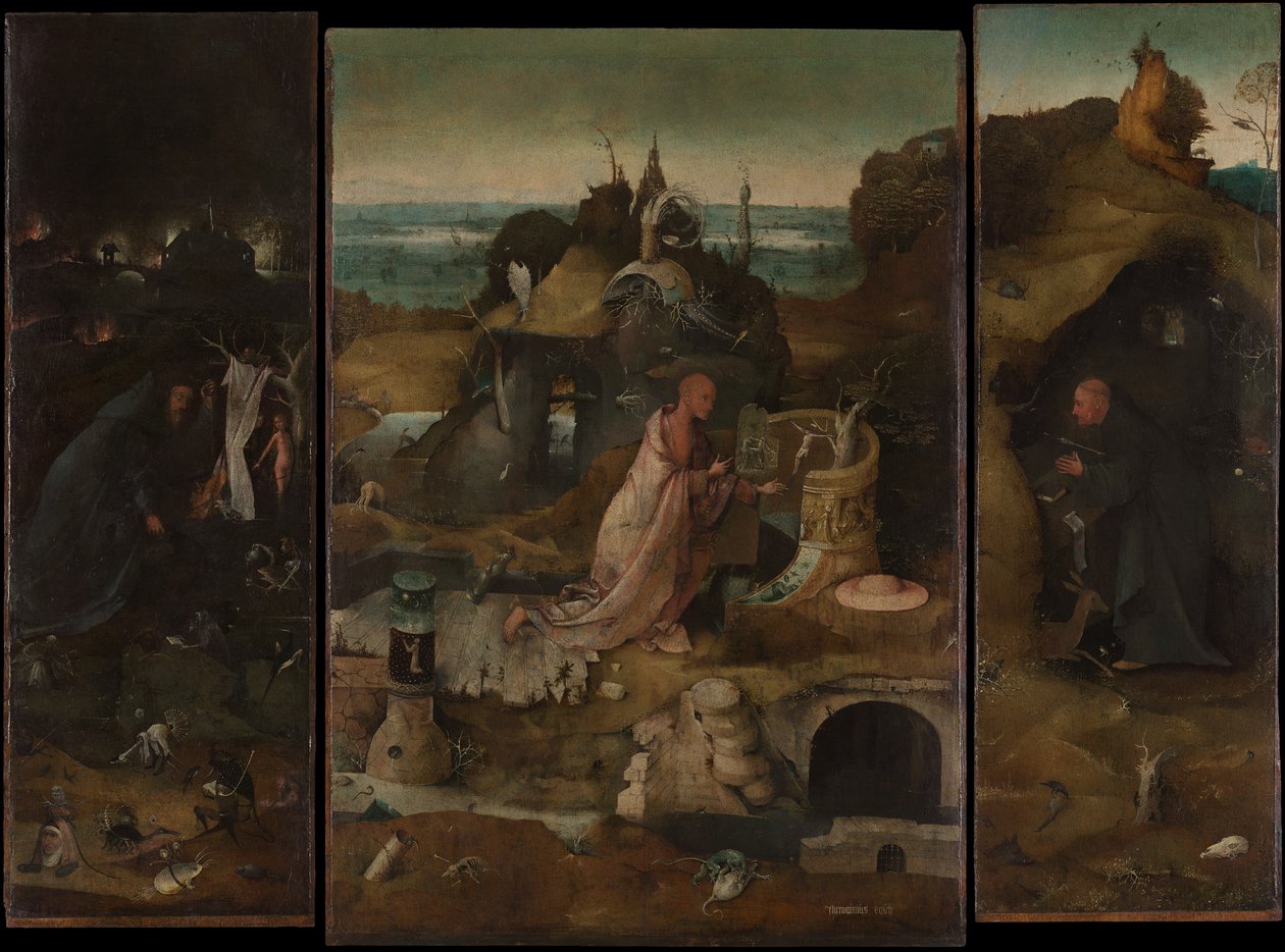Münzevi Azizler Üç Parçalı by Hieronymus Bosch