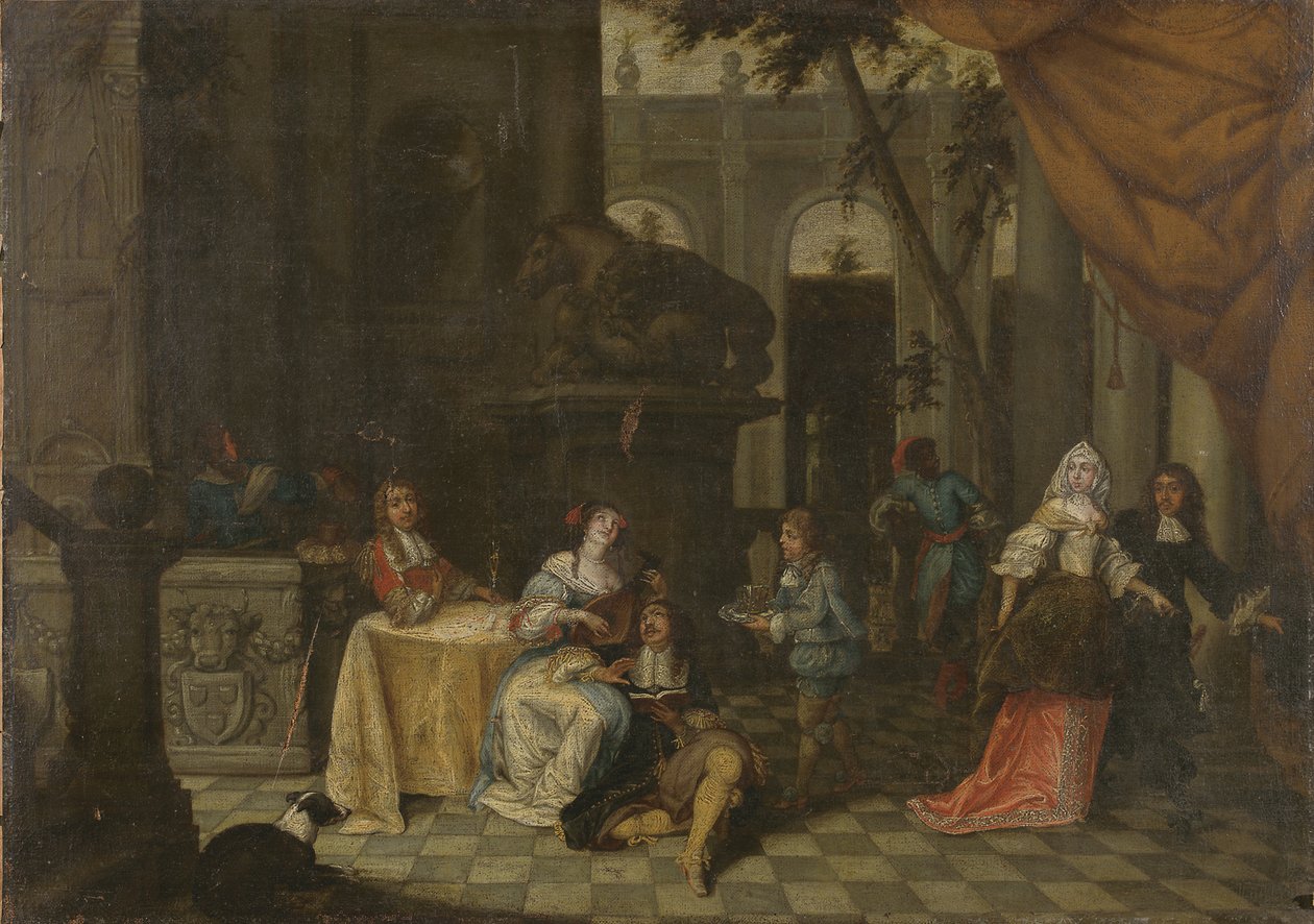 Bir terasta zarif şirket, 1669 by Hieronymus Janssens