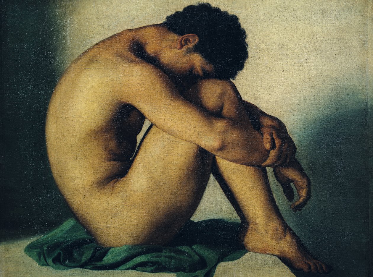 Çıplak Bir Genç Adamın Çalışması by Hippolyte Flandrin