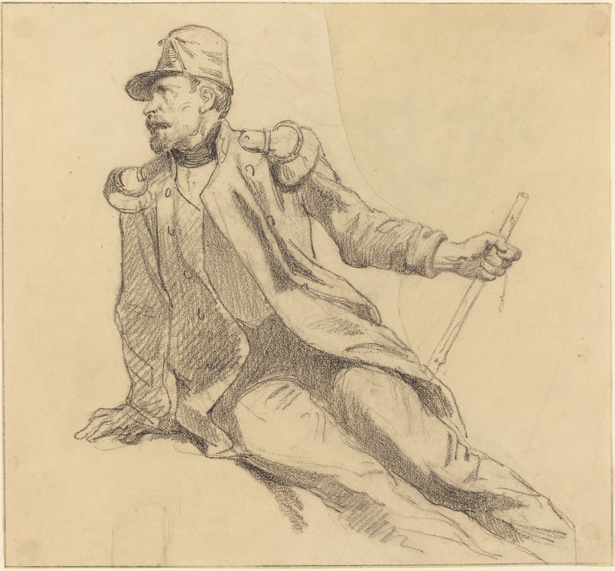 Oturan Bir Asker by Hippolyte Bellange