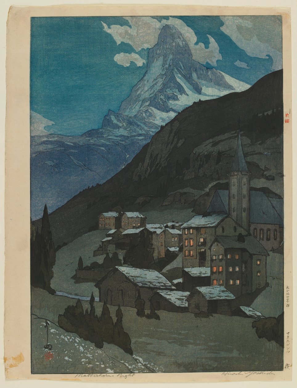 Matterhorn - Night, Taisho era by Hiroshi Yoshida