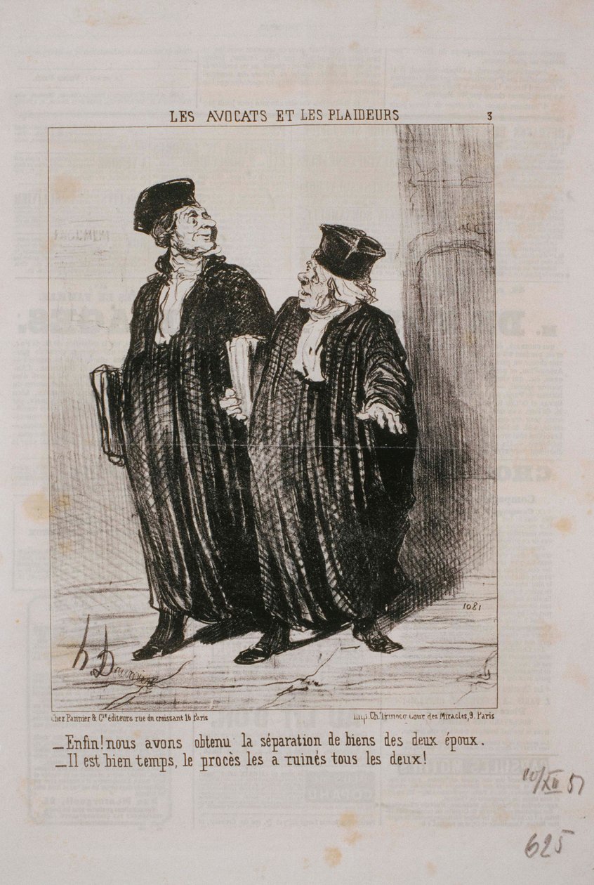 Avukatlar ve Davacılar- Sonunda! Mal ayrılığı elde ettik... by Honoré Daumier