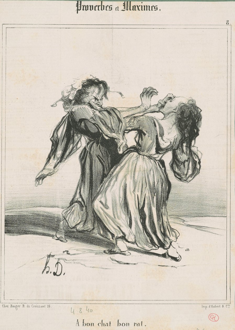 İyi bir kedi, iyi bir sıçan by Honoré Daumier