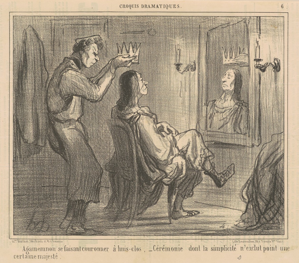 Agamemnon kapalı kapılar ardında taç giyiyor by Honoré Daumier