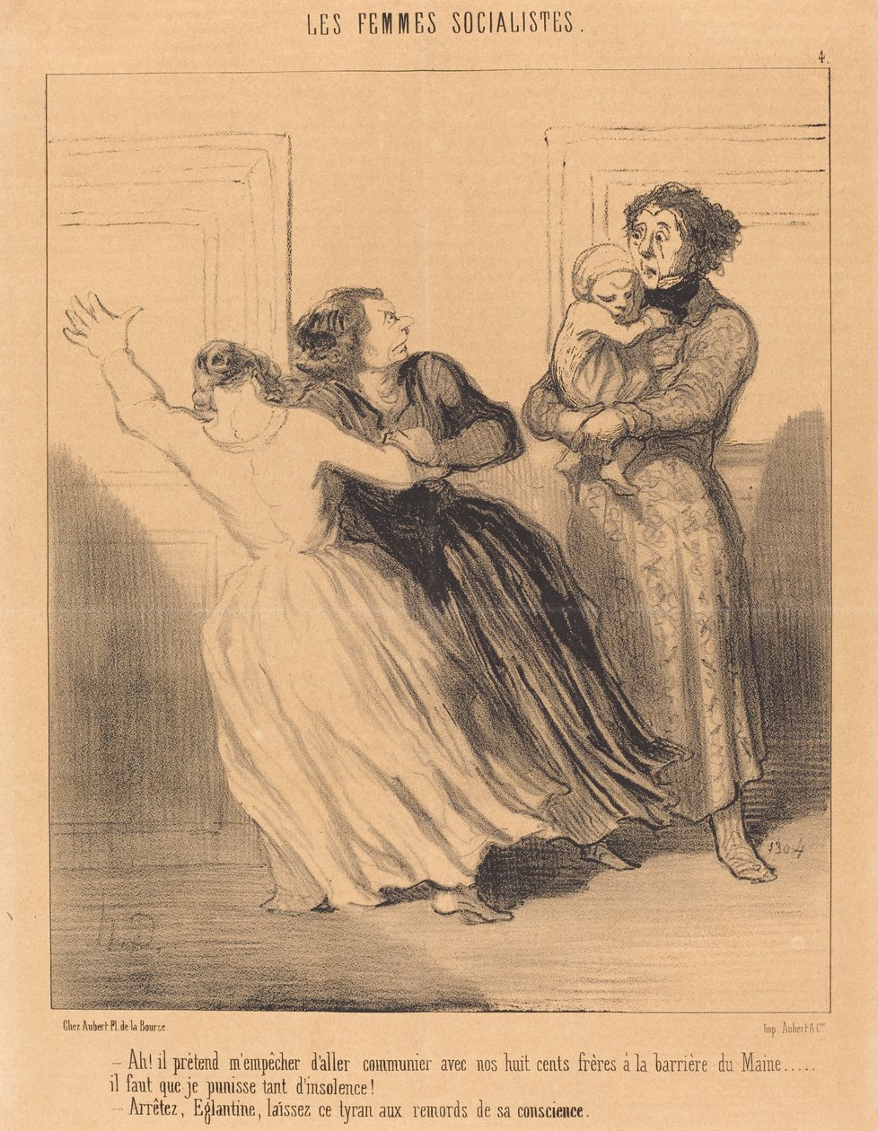 Ah! gitmemi engelliyormuş gibi yapıyor... by Honoré Daumier