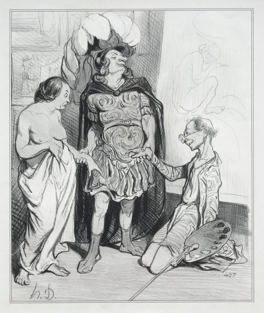 Apelles ve Campaste by Honoré Daumier