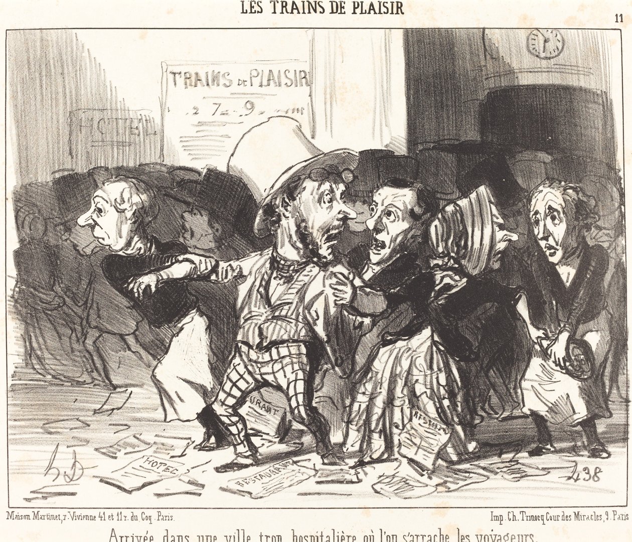 Fazla misafirperver bir şehre varış... by Honoré Daumier