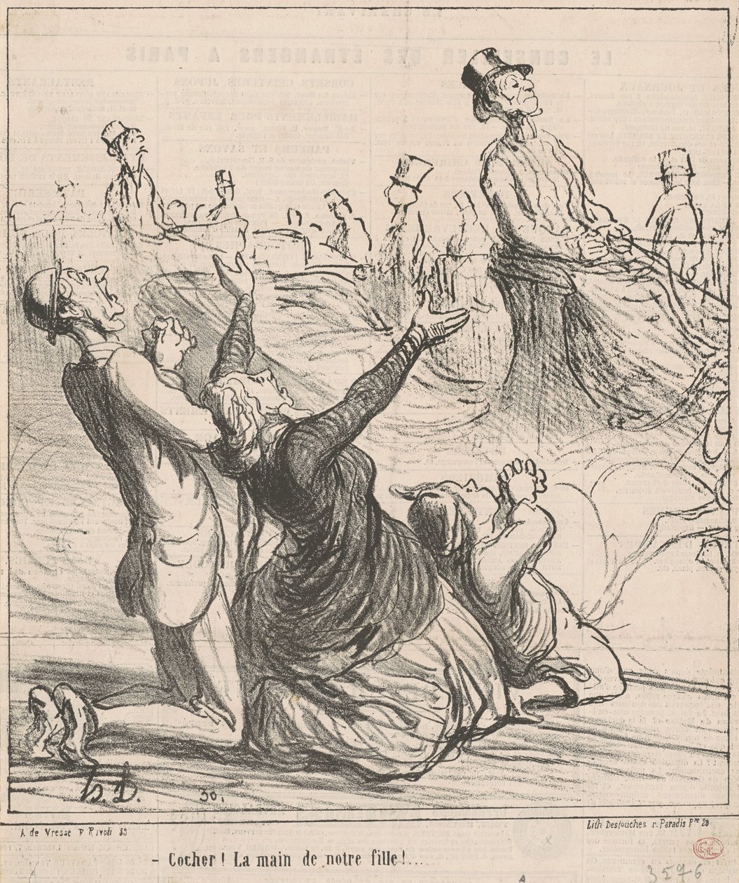 Kontrol etmek! Kızımızın eli! by Honoré Daumier