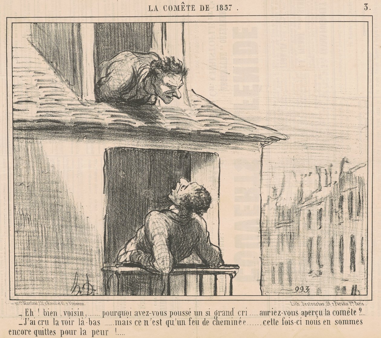 Hey! Peki komşu... neden ittin... by Honoré Daumier