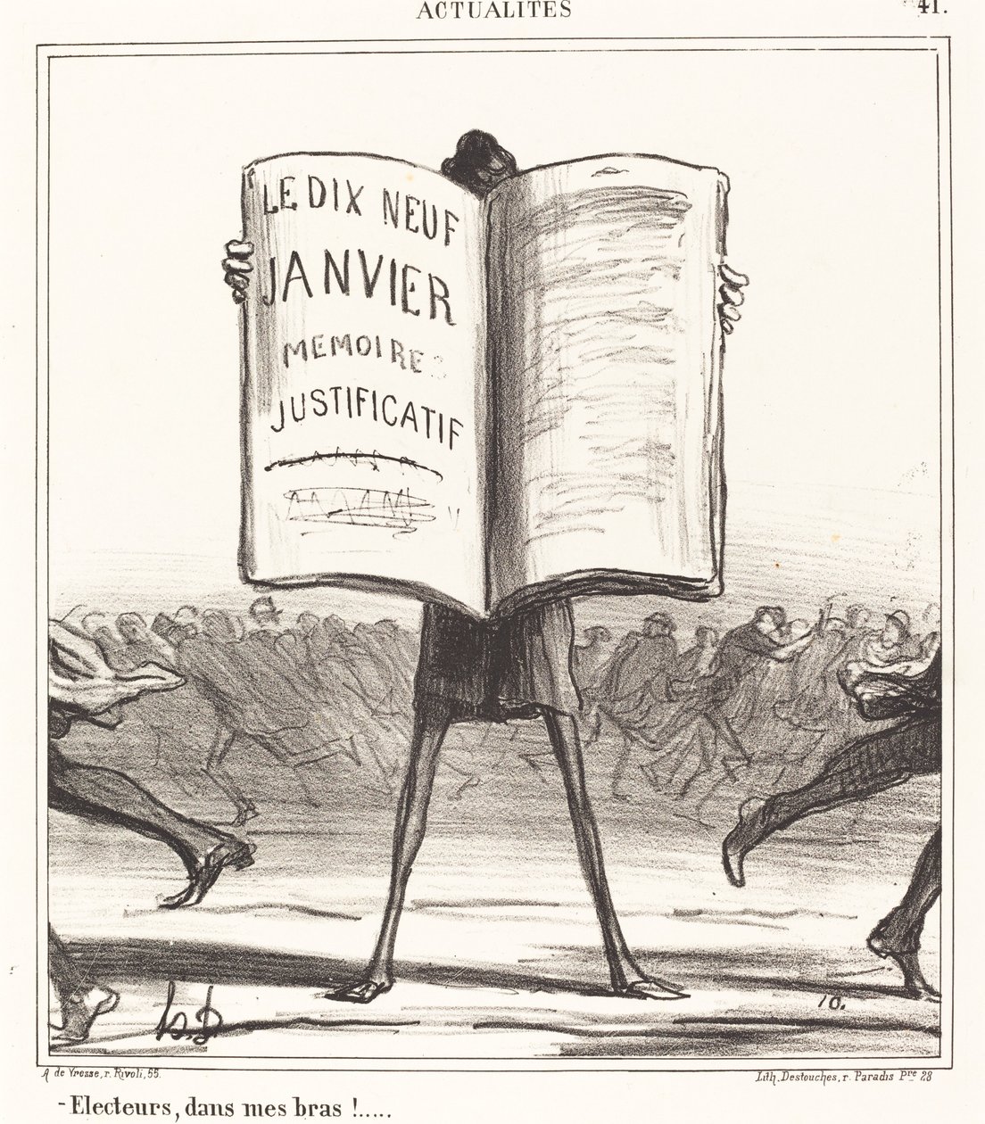 Seçmenler, kollarımda!... by Honoré Daumier