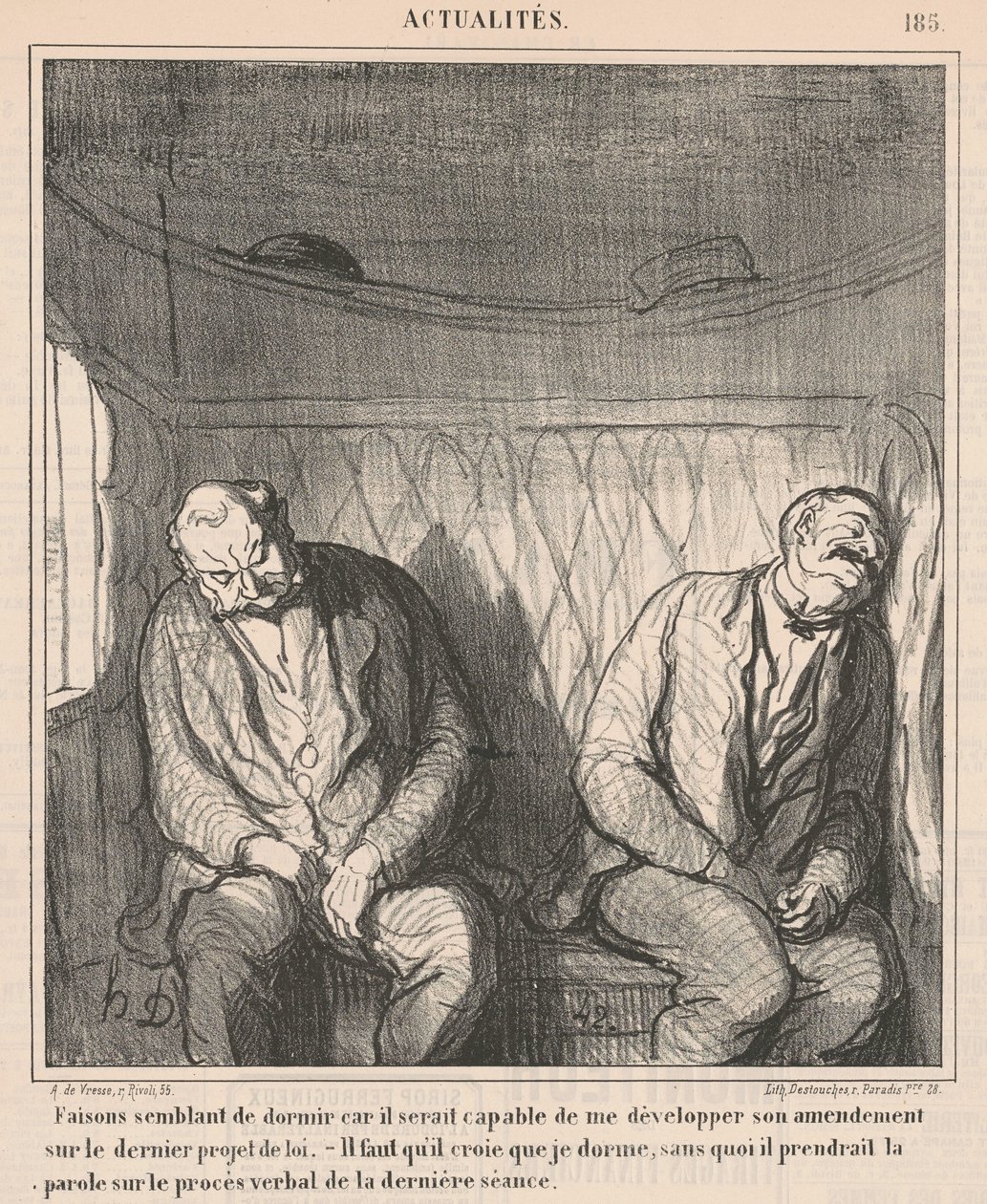 Uyuyormuş gibi yapalım... by Honoré Daumier