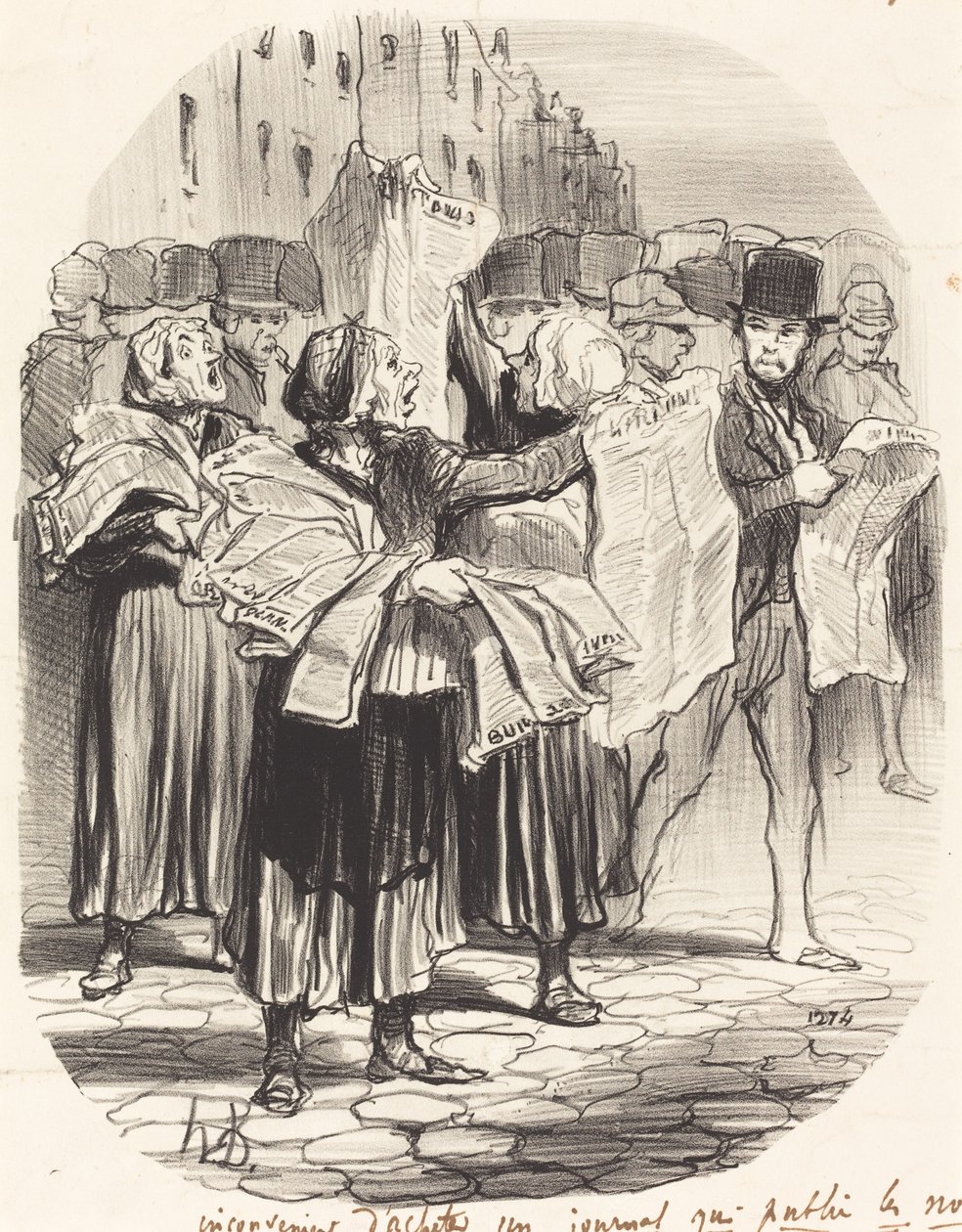 Gazete almanın dezavantajı... by Honoré Daumier
