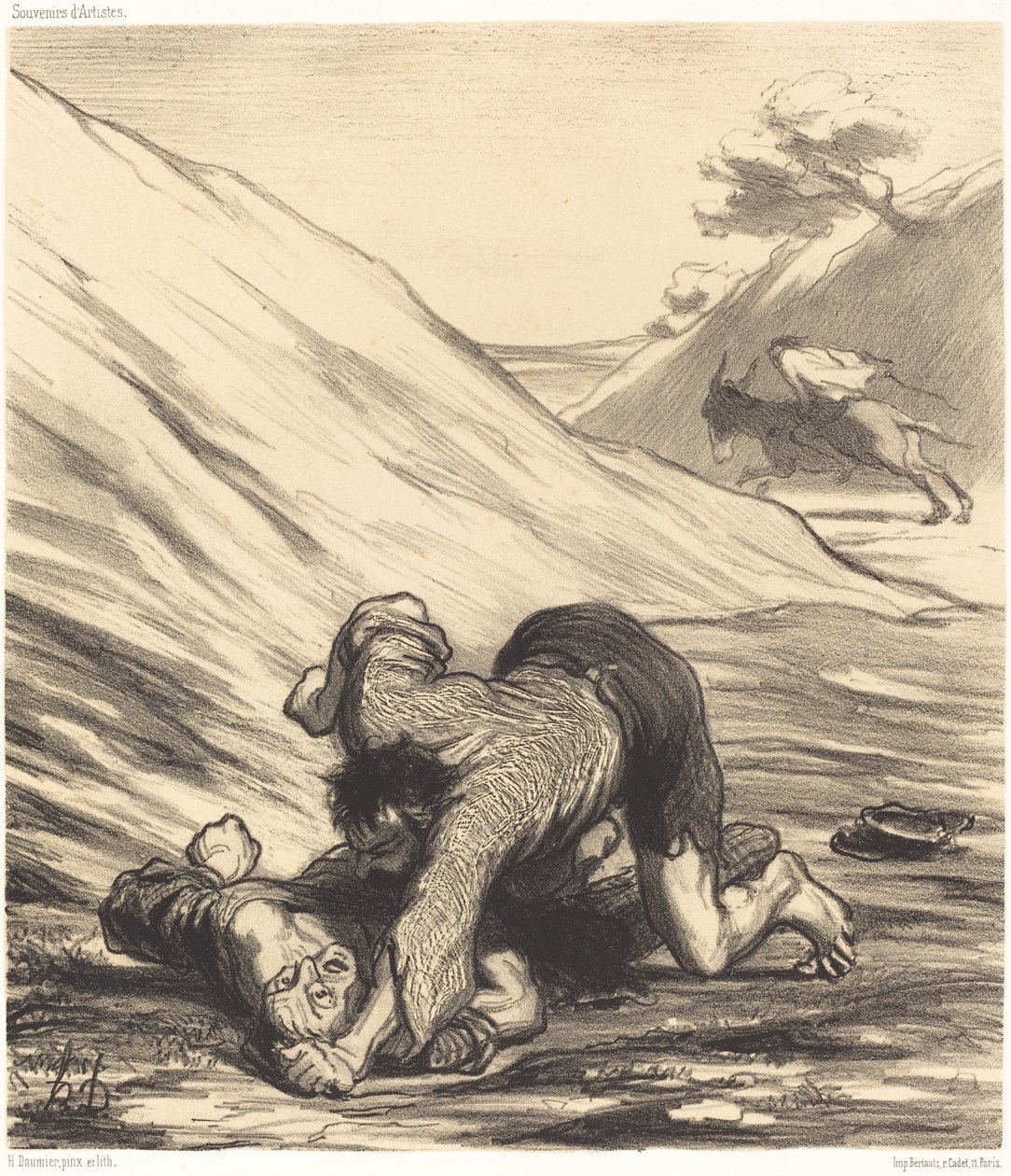 eşek ve iki hırsız by Honoré Daumier