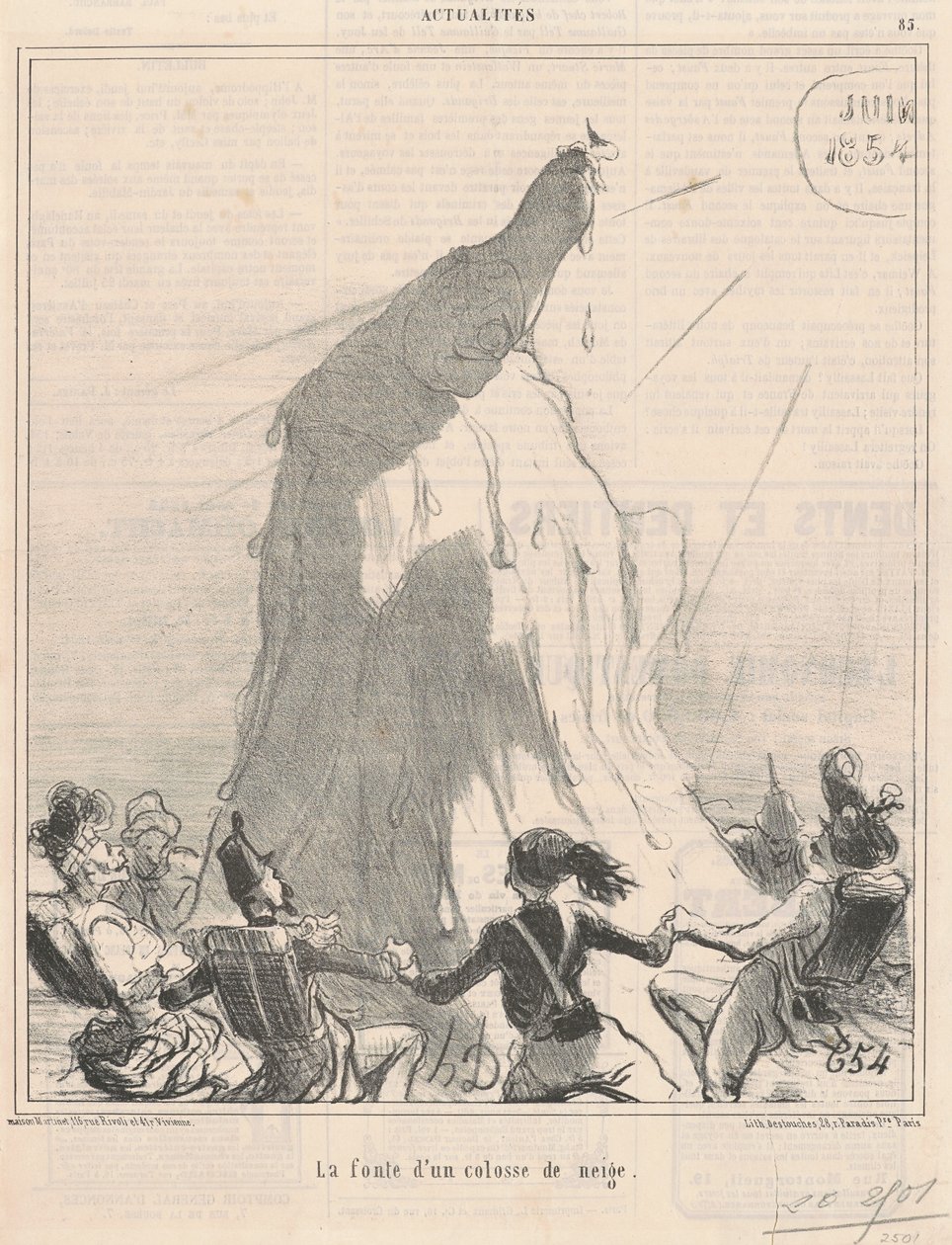 Bir kar devinin erimesi by Honoré Daumier