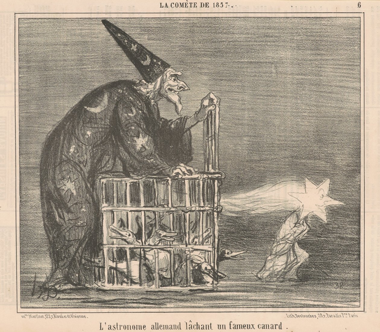 Alman gökbilimci bir... Ördek yayınlıyor by Honoré Daumier