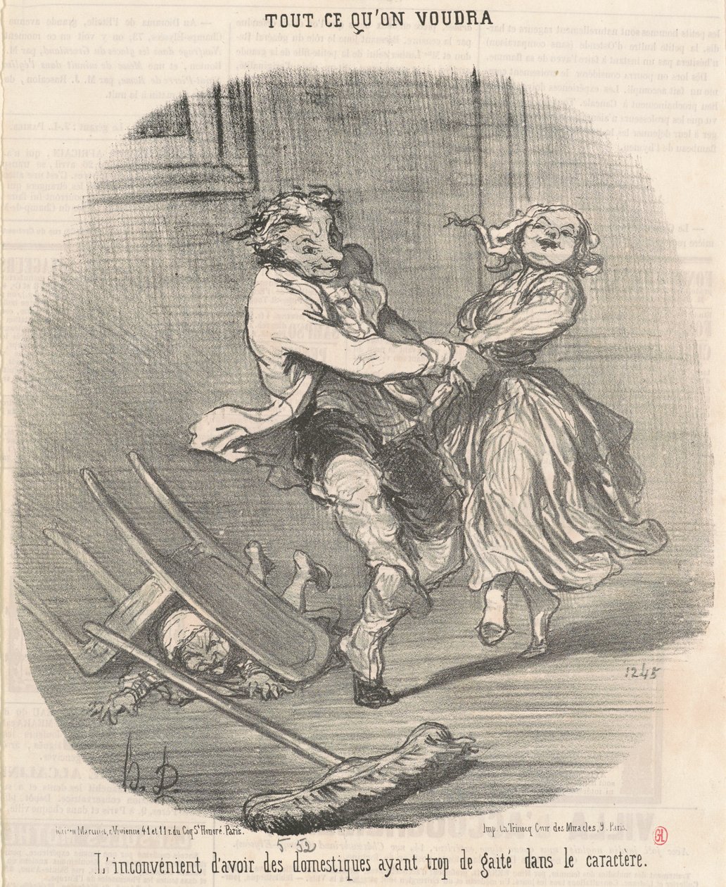 Hizmetçi sahibi olmanın dezavantajı... by Honoré Daumier