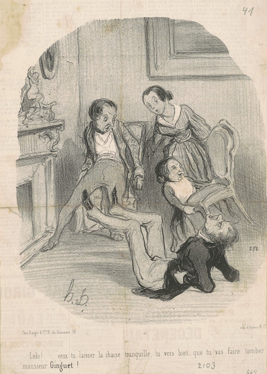 Lolo!...sandalyeyi rahat bırakmak ister misin... by Honoré Daumier