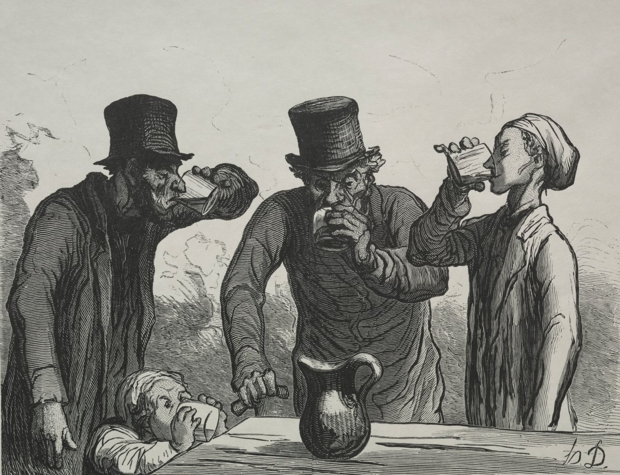 İçicinin fizyolojisi: Dört çağ. by Honoré Daumier