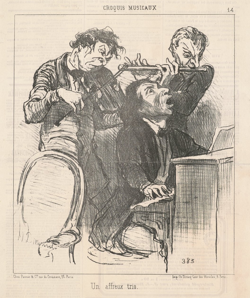 korkunç bir üçlü by Honoré Daumier