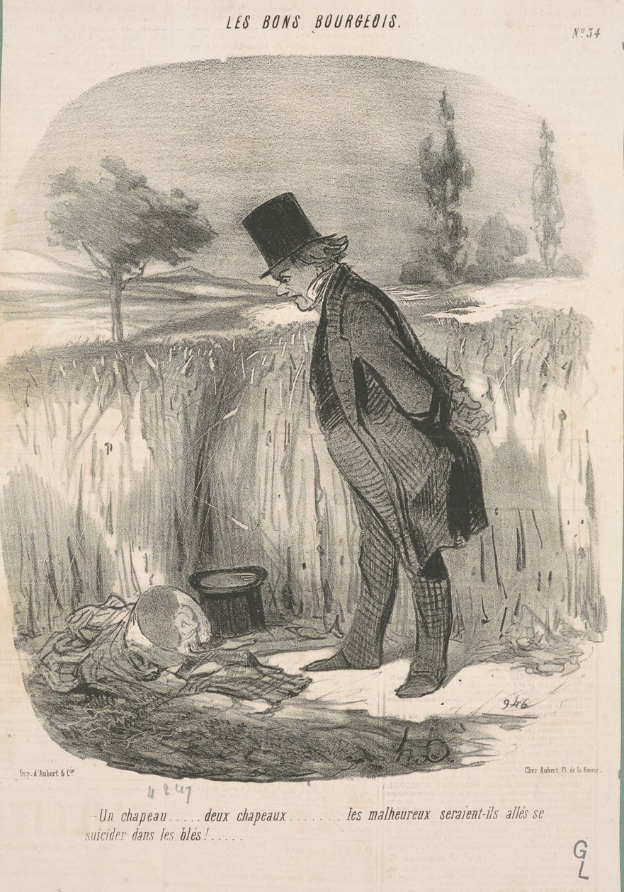 Bir şapka... iki şapka... talihsiz... by Honoré Daumier