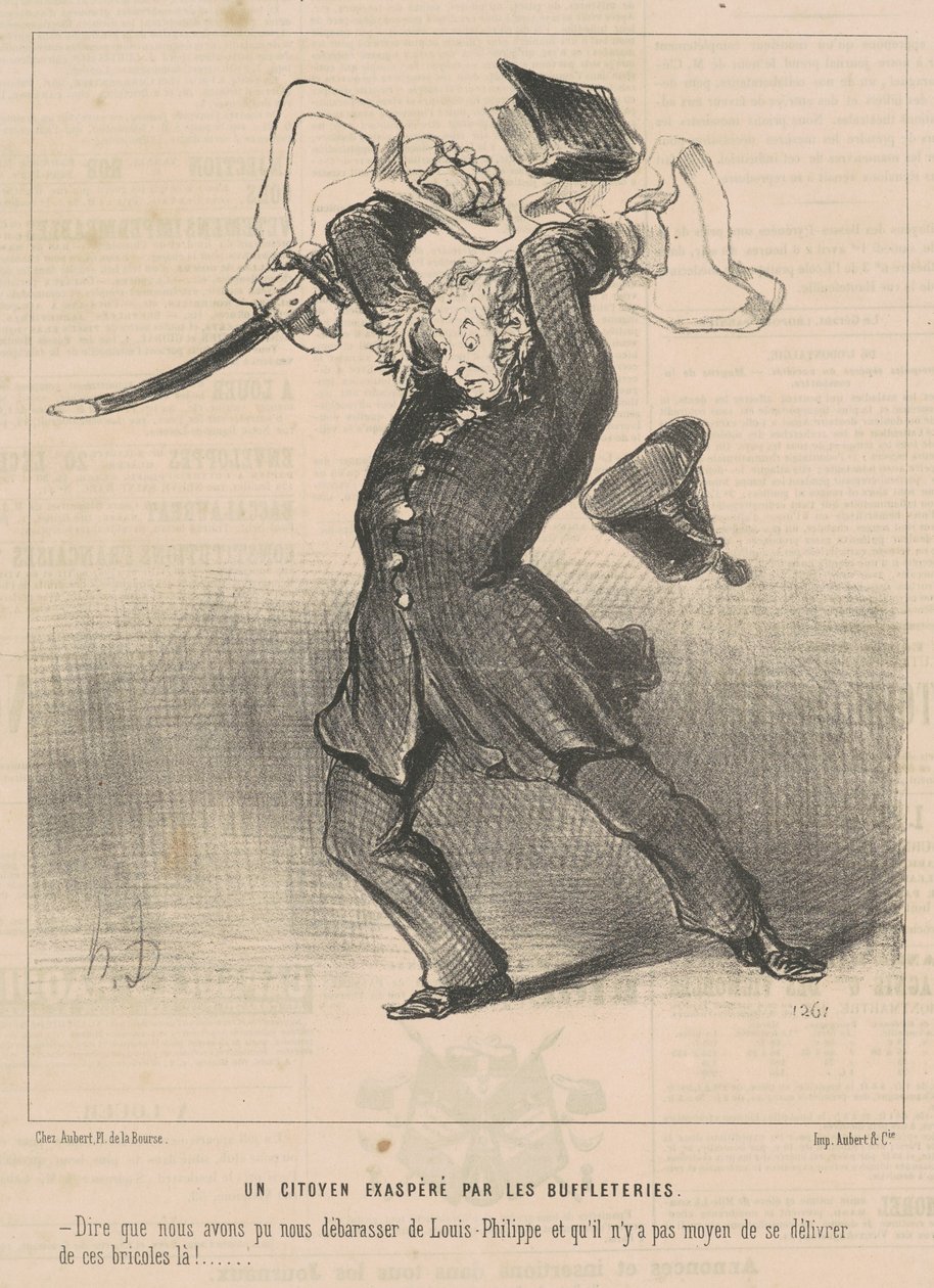 Bufalolara çileden çıkmış bir vatandaş by Honoré Daumier