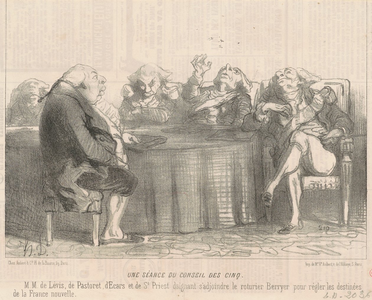 Beş kişilik konsey toplantısı by Honoré Daumier