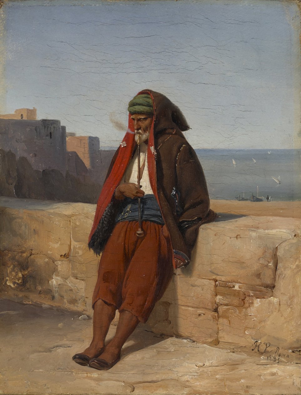 Cezayirli pipo içiyor by Emile Jean Horace Vernet