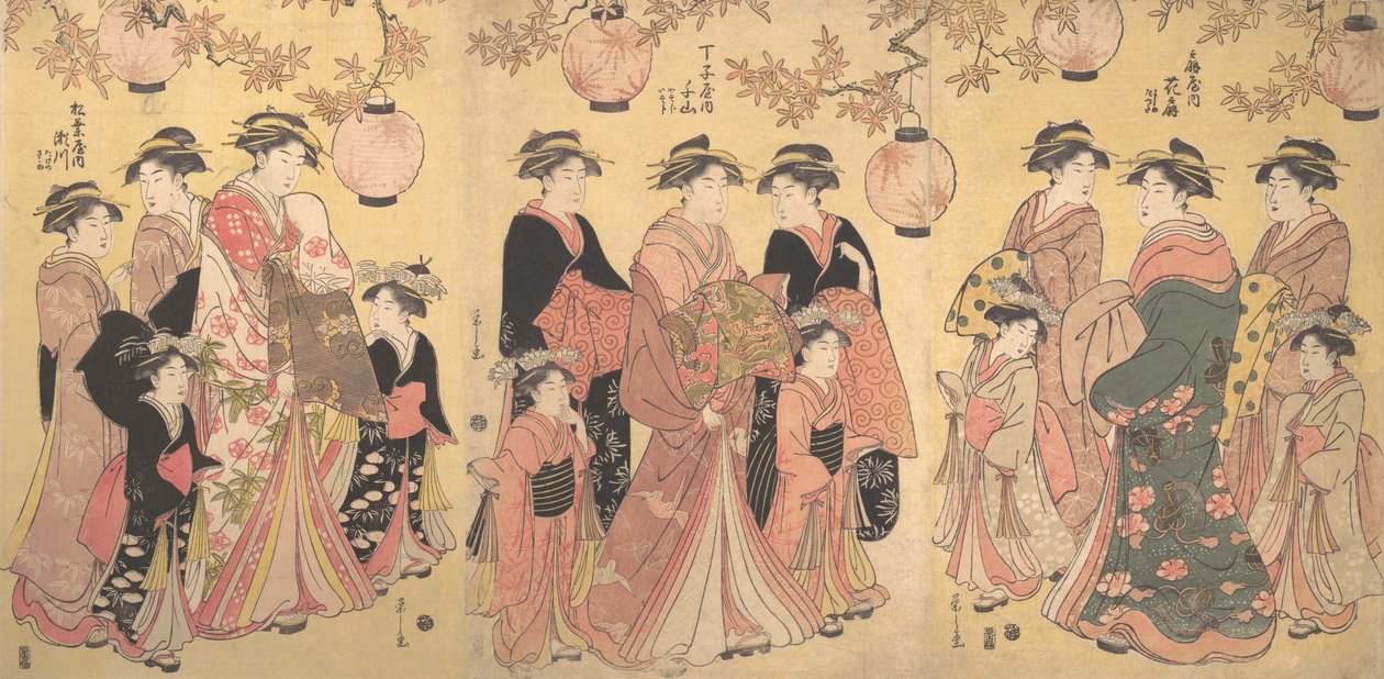 Sonbaharda Yoshiwara Geçit Töreni, yaklaşık. 1793. by Hosoda Eishi