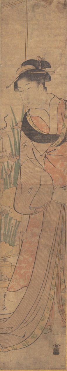Genç Hanım ve İris Bahçesi. by Hosoda Eishi