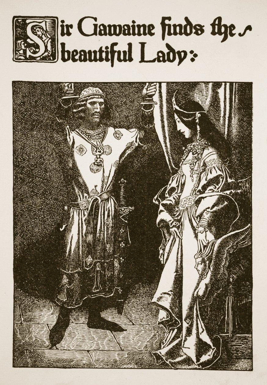 Sir Gawaine güzel Leydi'yi bulur, 'Kral Arthur ve Şövalyelerinin Öyküsü'nden bir çizim, 1903 by Howard Pyle