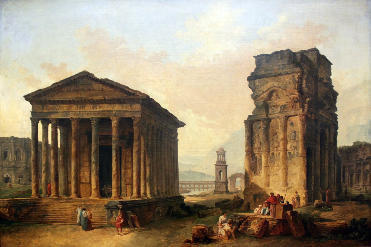 Nîmes, Orange ve Saint-Rémy-de-Provence kalıntıları by Hubert Robert