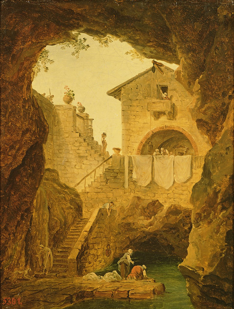 Mağaranın Altındaki Çeşme by Hubert Robert