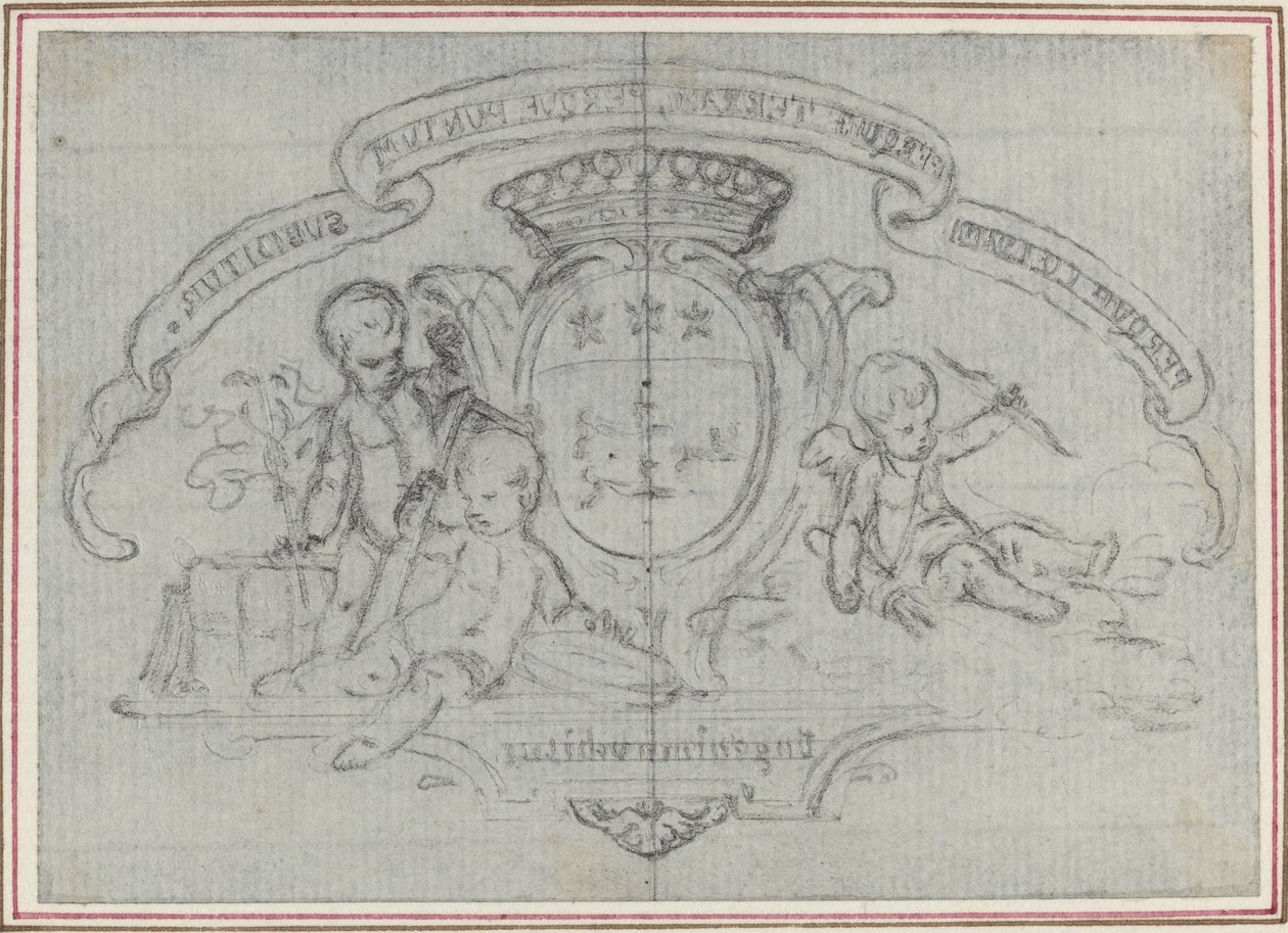 Üç Putti ile Arması by Hubert Francois Gravelot