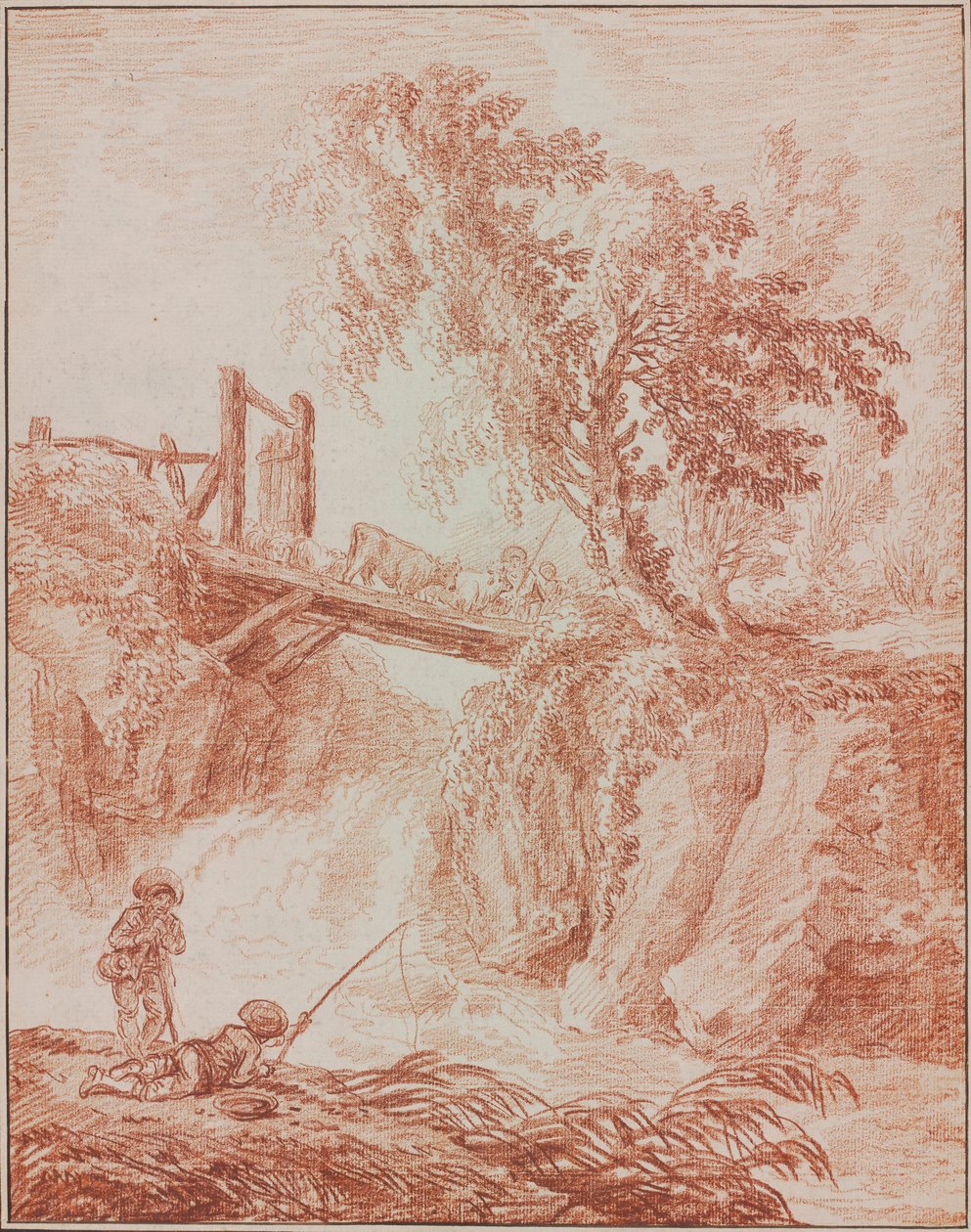 Şelaleyi Geçen Çoban by Hubert Robert
