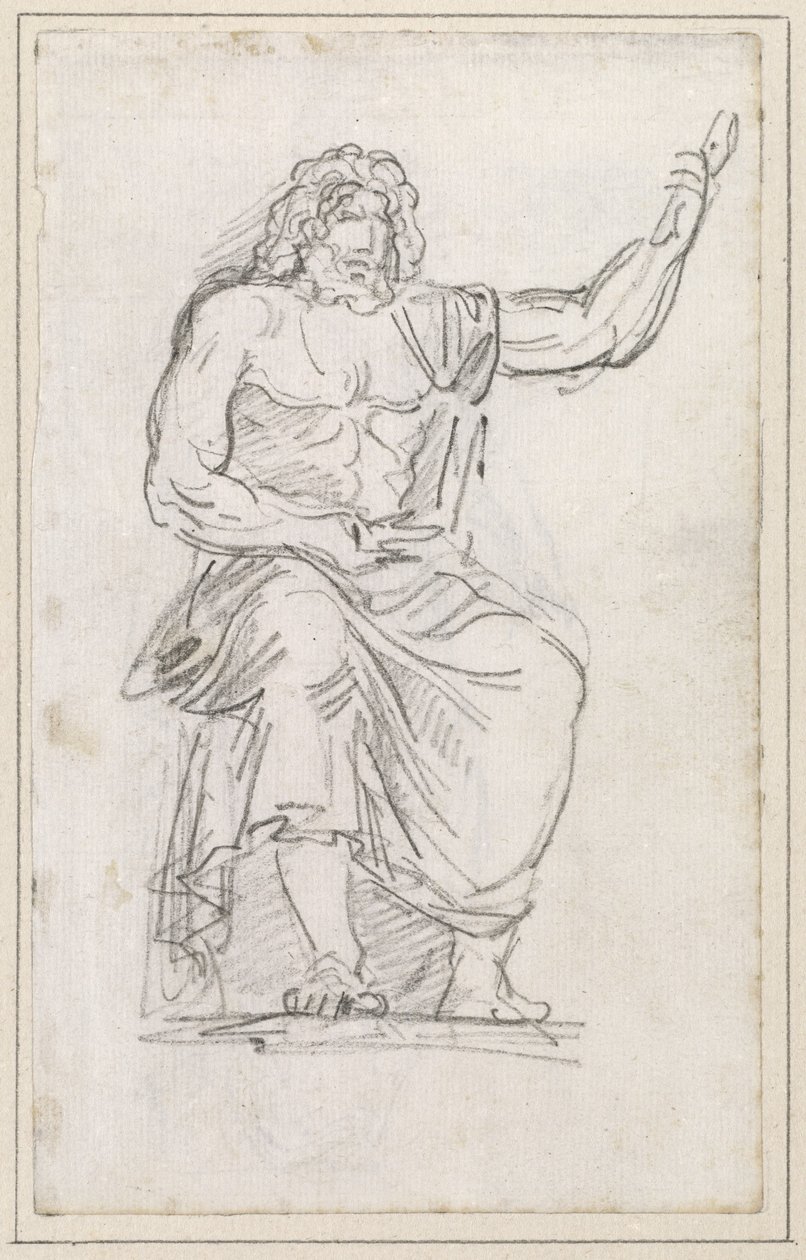 Jüpiter Heykeli, Oturan [rekto] by Hubert Robert