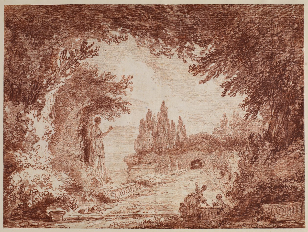 Bir İtalyan Bahçesinde Teras, c.1760 by Hubert Robert
