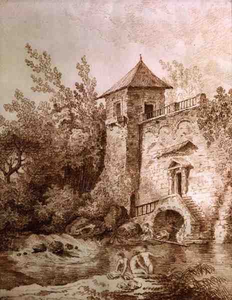 Yıkananlar (kağıt üzerinde iyimser) by Hubert Robert
