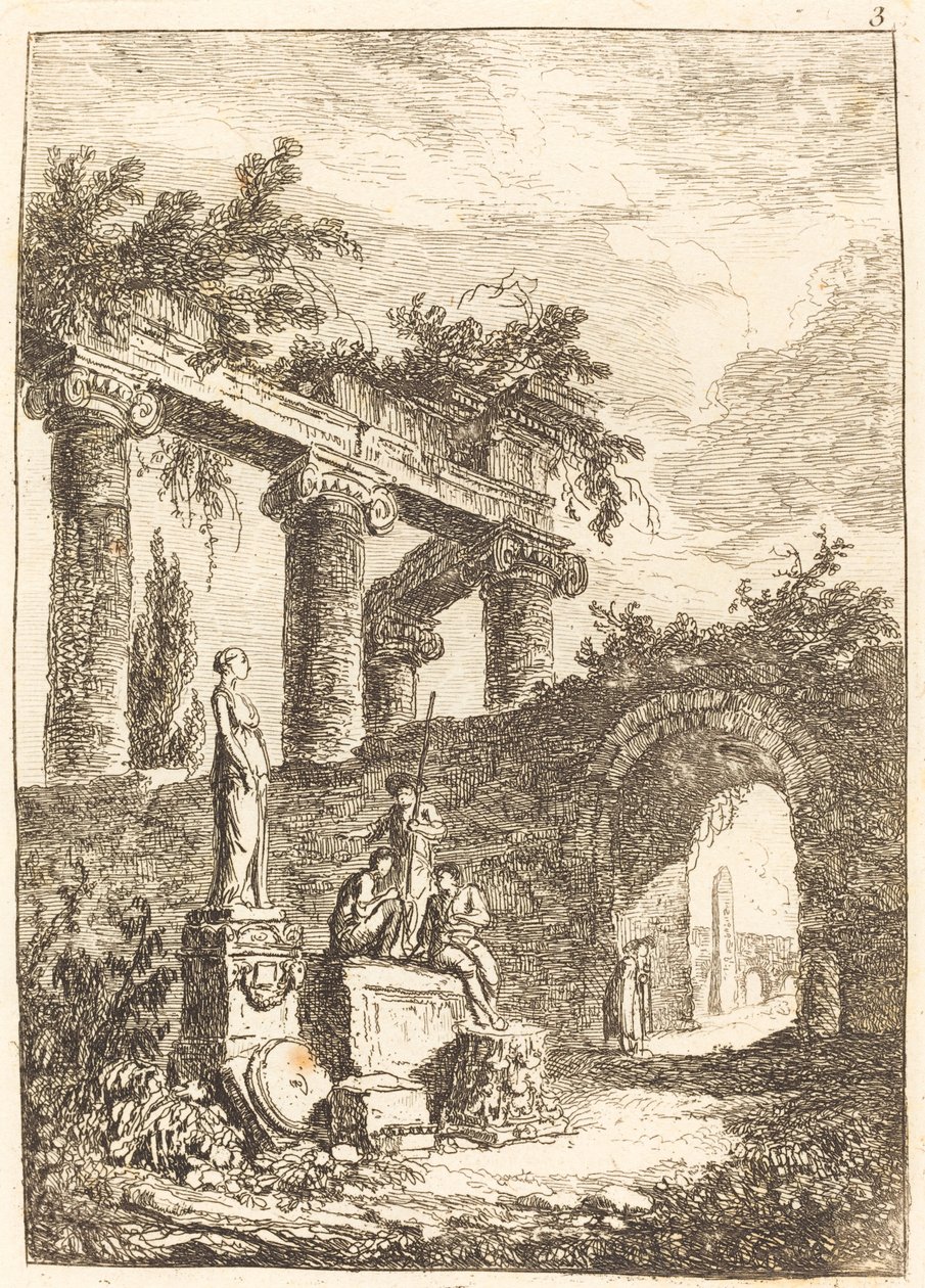 Harabelerin Önündeki Heykel by Hubert Robert
