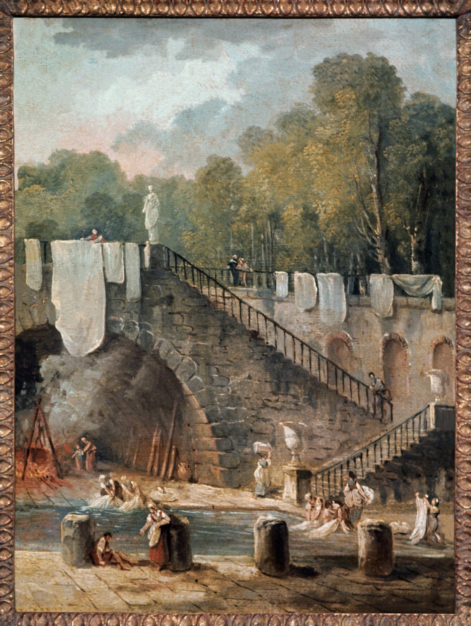 Yıkama. 18. yüzyıl (tuval üzerine yağlı boya) by Hubert Robert
