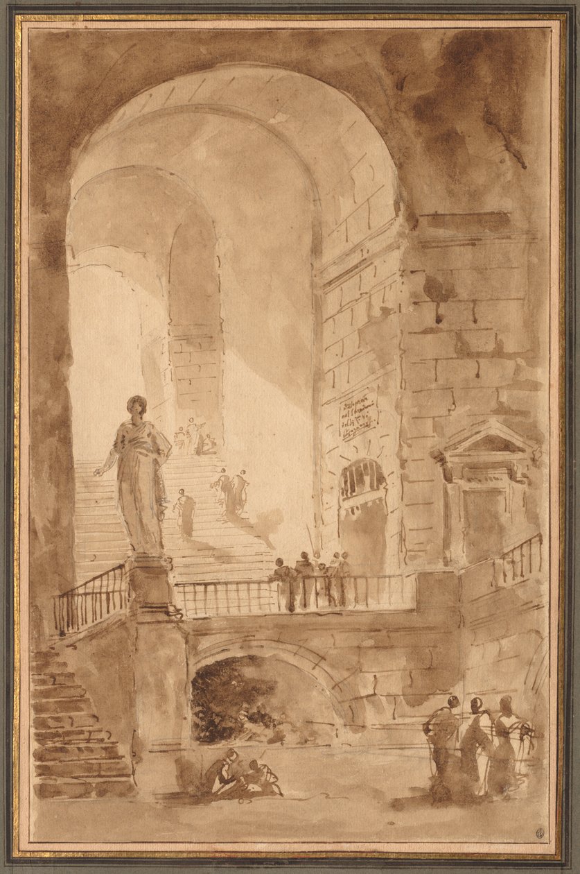 Tonozlu Merdiven, c. 1770-1779. by Hubert Robert