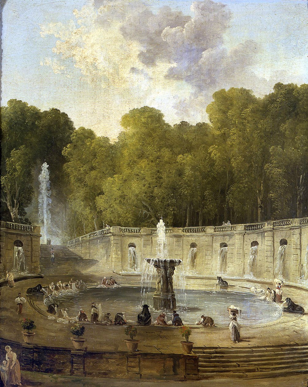 Bir parkta çamaşırcı kadınlar by Hubert Robert