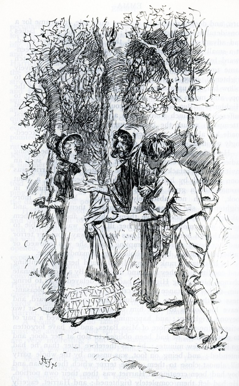 "Harriet, çingeneler tarafından saldırıya uğradı" (illüstrasyon) by Hugh Thomson