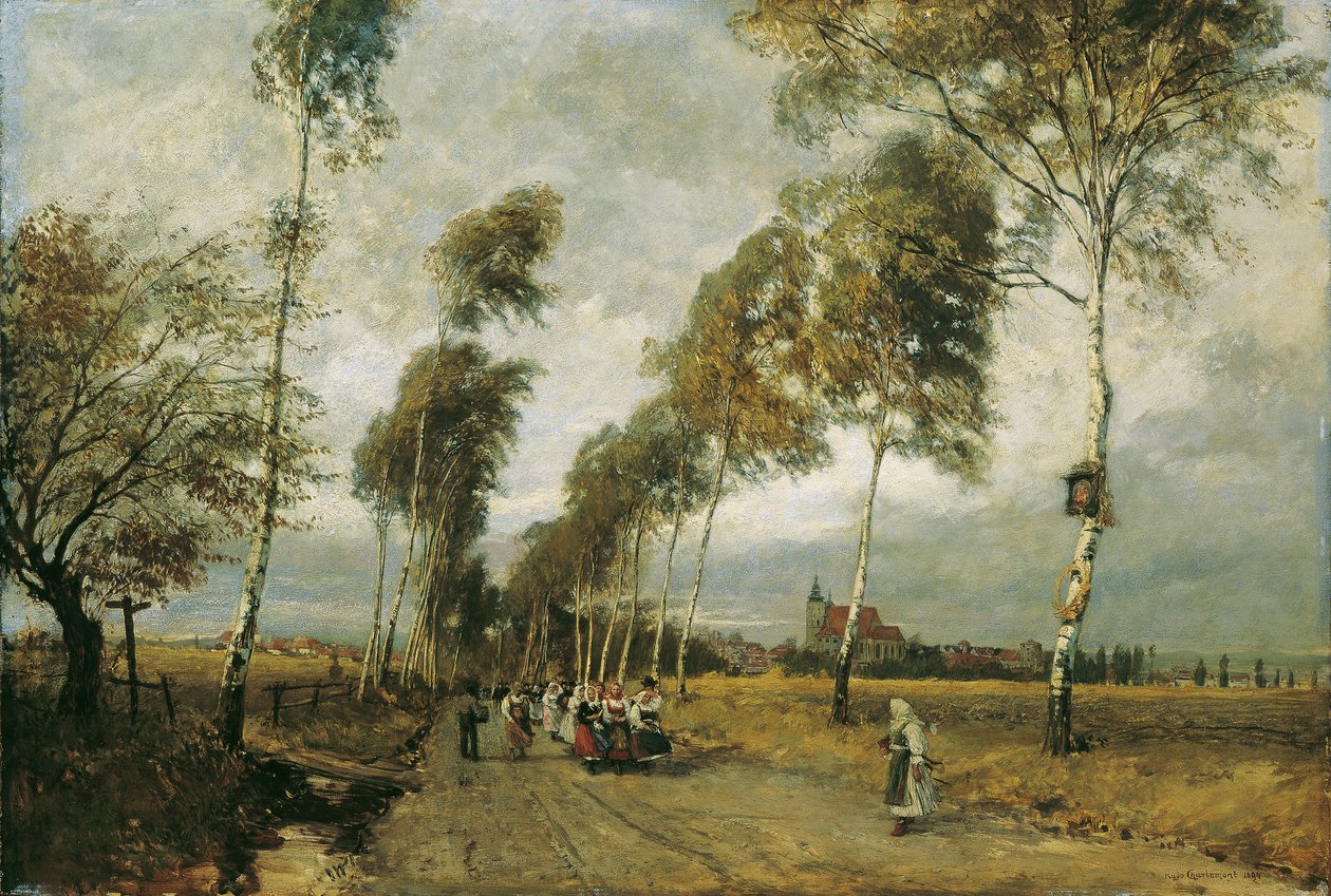 Huş caddesi olan köy yolu by Hugo Charlemont