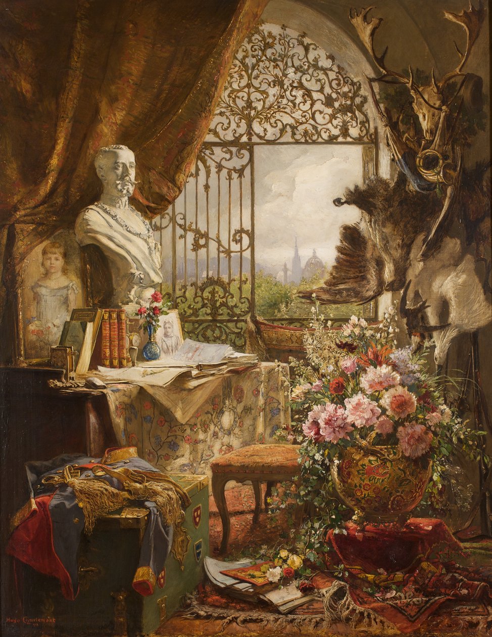 Veliaht Prens Rudolf büstü ile natürmort by Hugo Charlemont