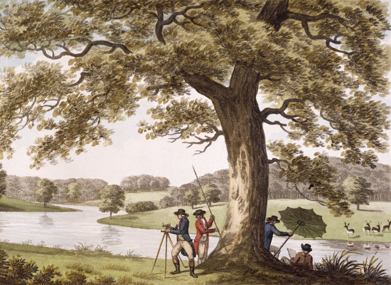 Humphrey Repton Teodolit ile ölçüm yapıyor by Humphry Repton