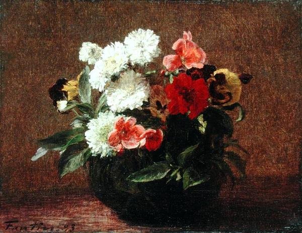 toprak kapta çiçekler by Ignace Henri Jean Fantin Latour