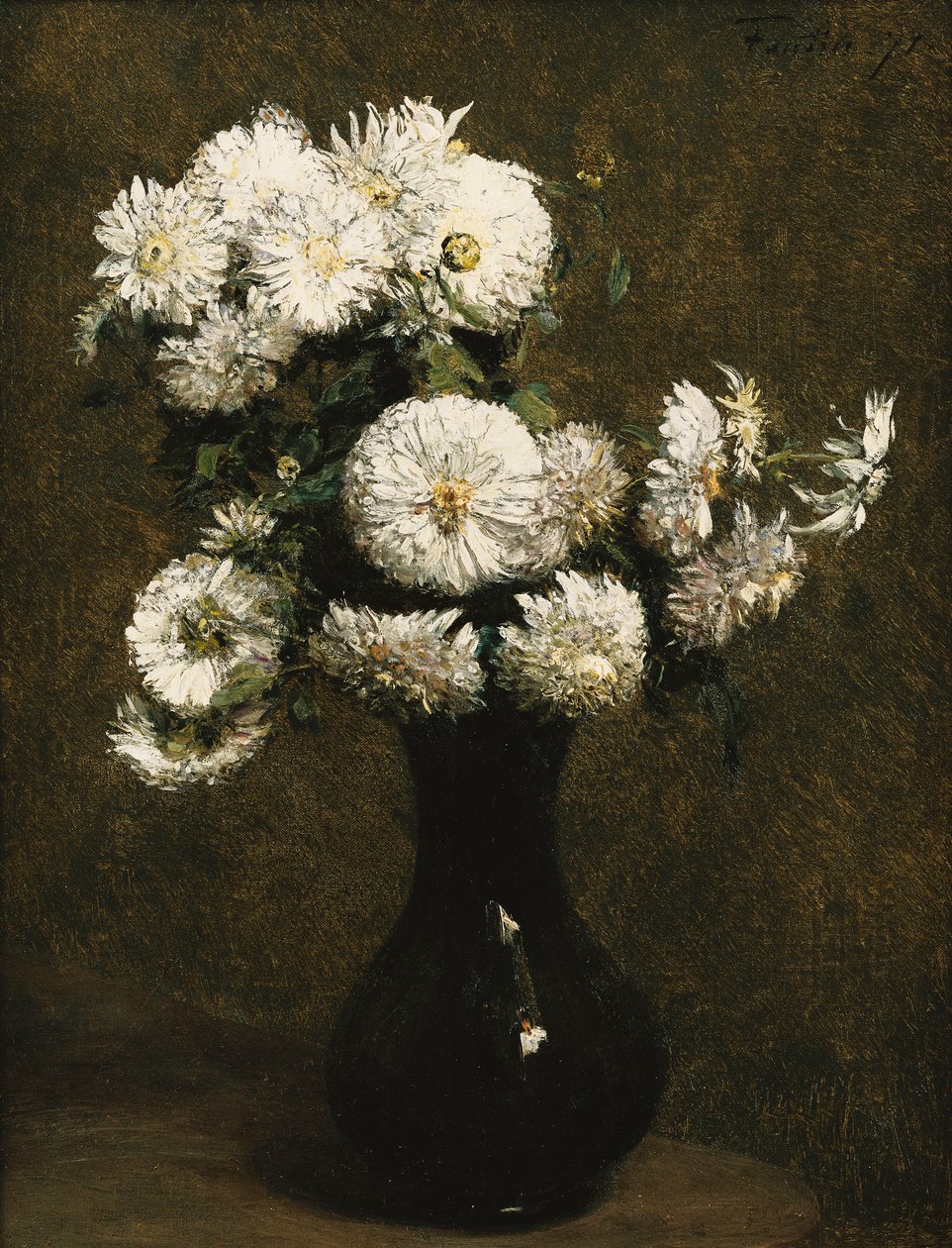 krizantemler; Krizantem, 1871 by Ignace Henri Jean Fantin Latour